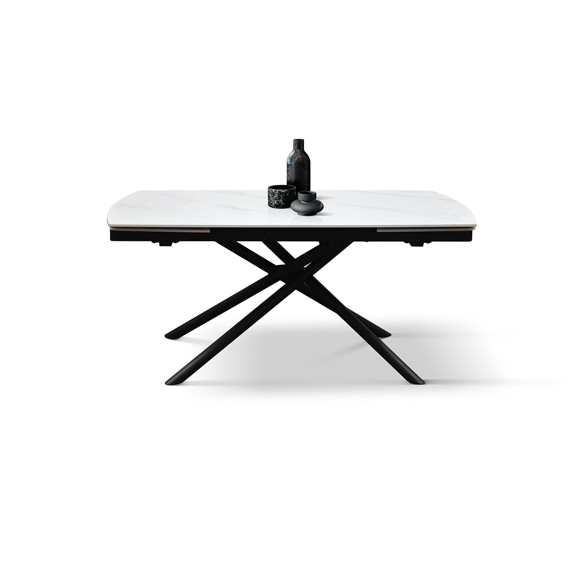 Vesper Extendable Table – White Ceramic and Black Metal