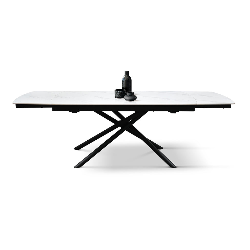 Vesper Extendable Table – White Ceramic and Black Metal