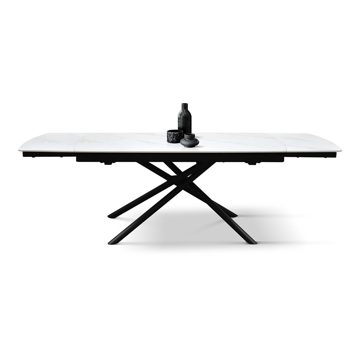 Vesper Extendable Table – White Ceramic and Black Metal