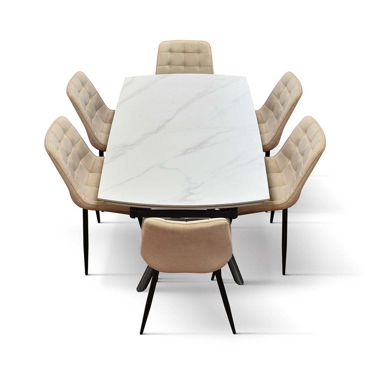 Vesper Extendable Table – White Ceramic and Black Metal