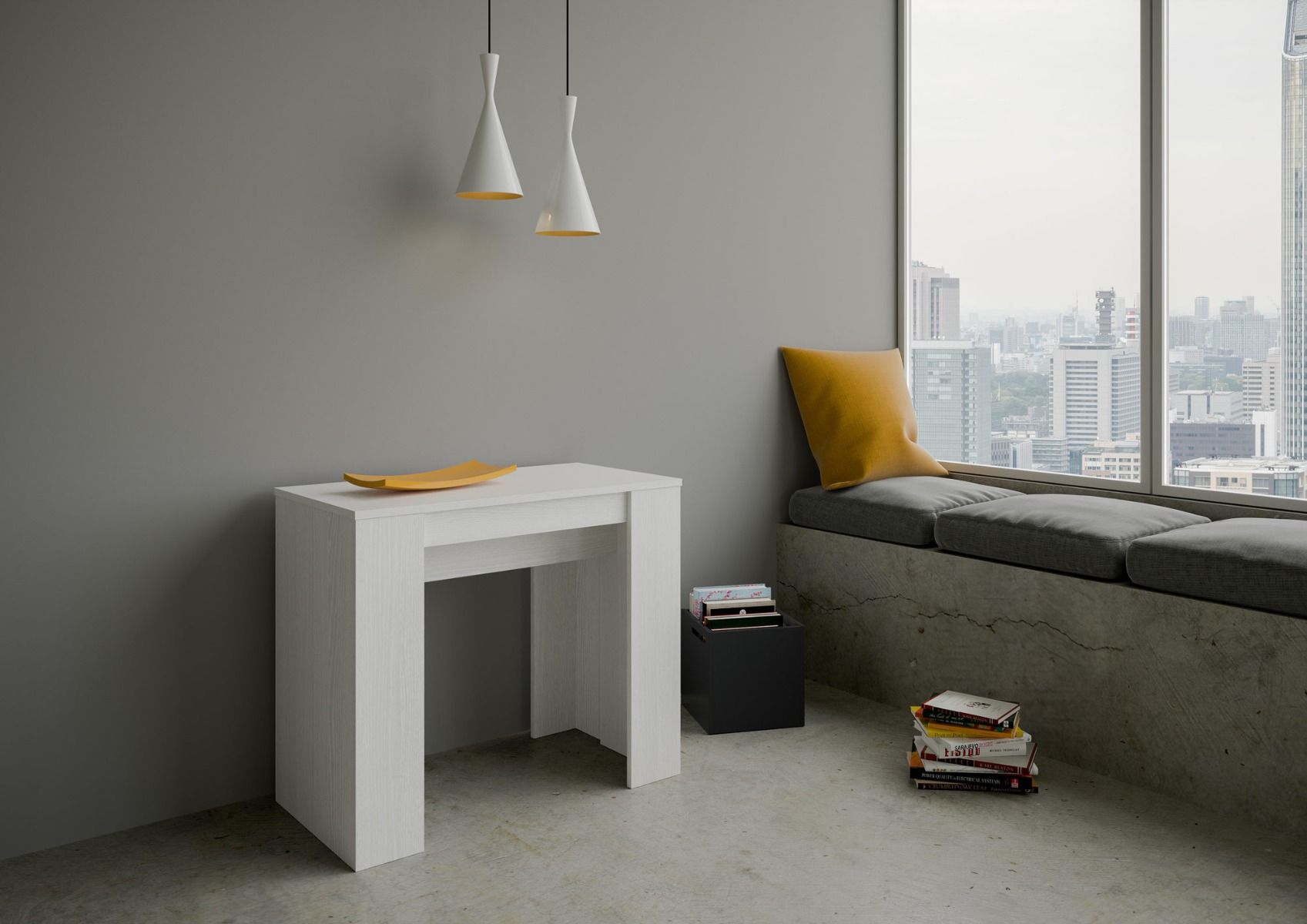 Consolle Allungabile Basic - Bianco Frassino chiusa