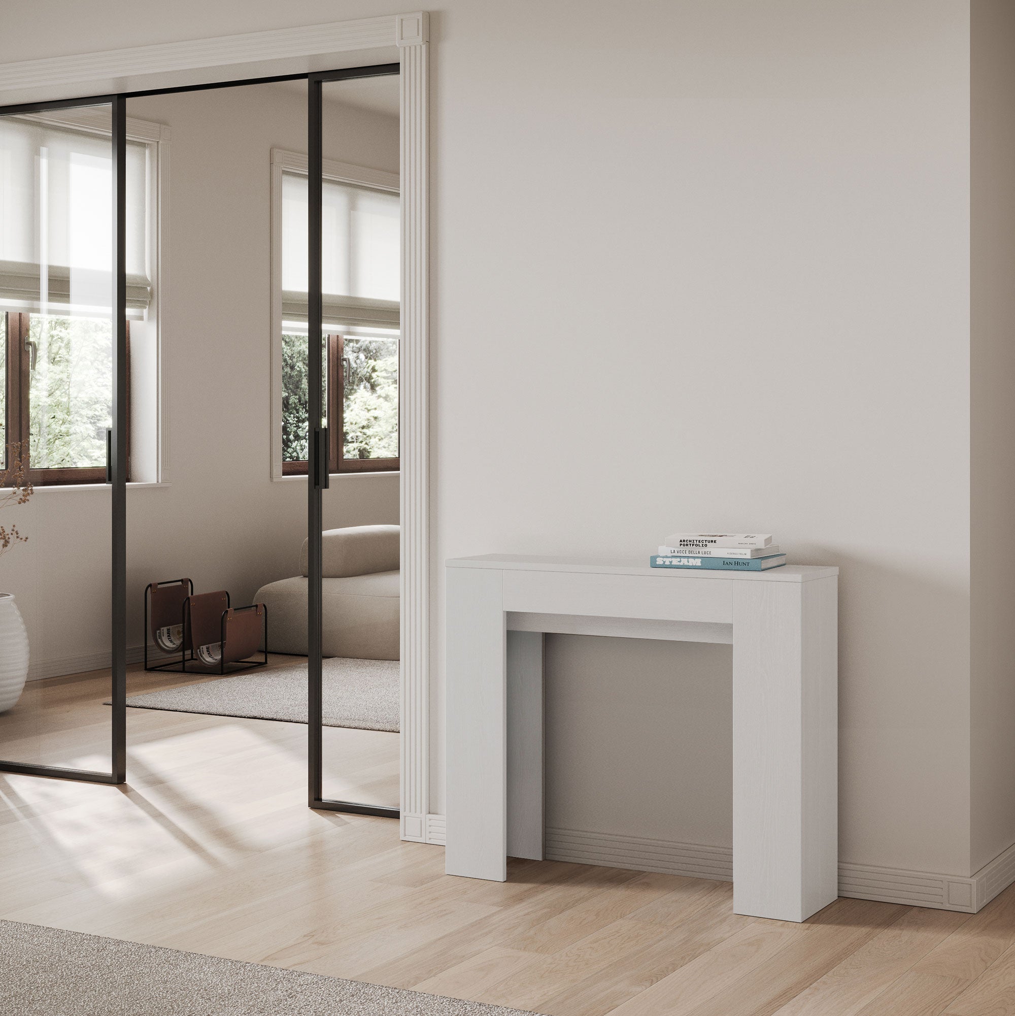 Consolle Allungabile Slick - Bianco Frassino chiusa