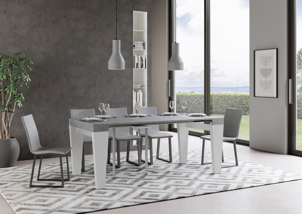 Spimbo Mix piano Cemento gambe Bianco Frassino
