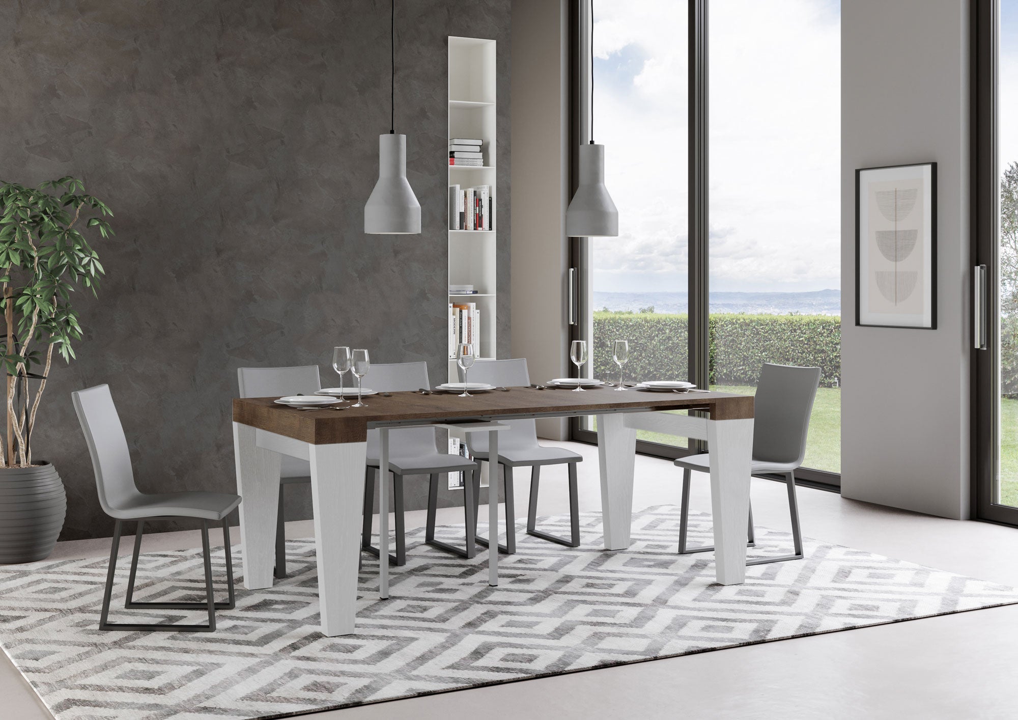 Spimbo Mix piano Noce gambe Bianco Frassino