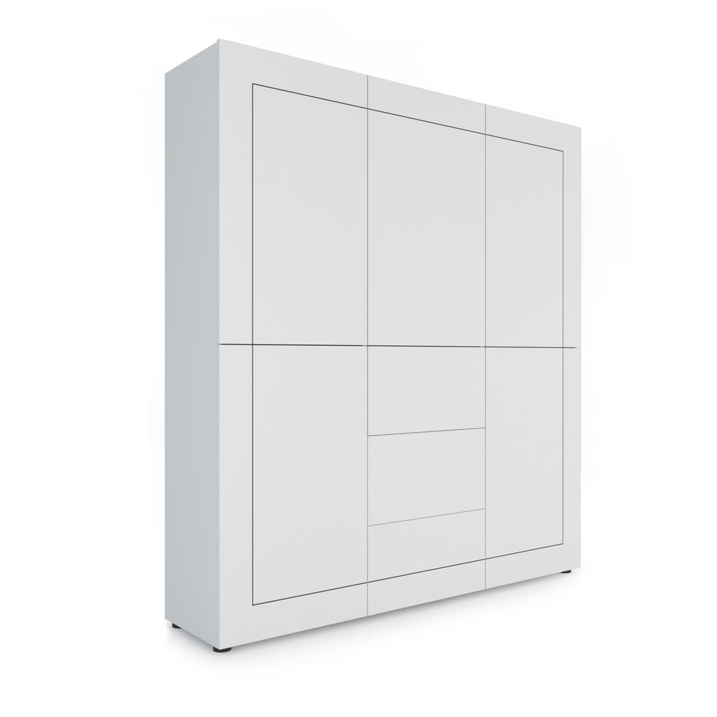 Credenza Alta Elios 5 Ante e 3 Cassetti - Bianco Lucido