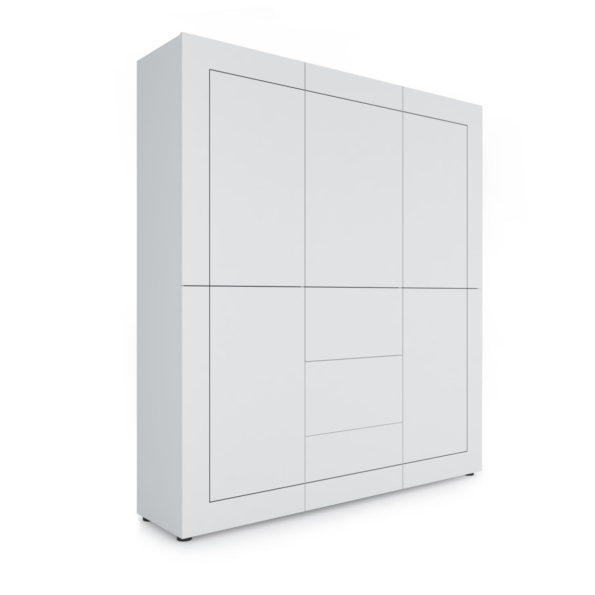 Credenza Alta Elios 5 Ante e 3 Cassetti - Bianco Lucido