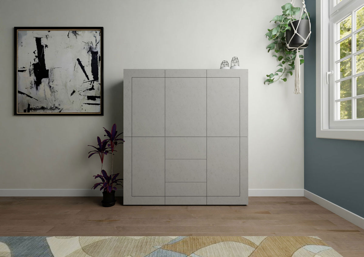 Credenza Alta Elios 5 Ante e 3 Cassetti - Cashmere