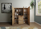 Credenza Alta Elios 5 Ante e 3 Cassetti - Quercia Natura