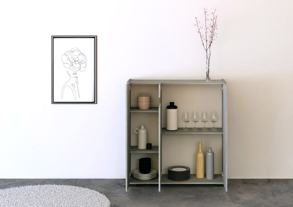 Credenza Alta Riflesso 3 Ante - Cashmere