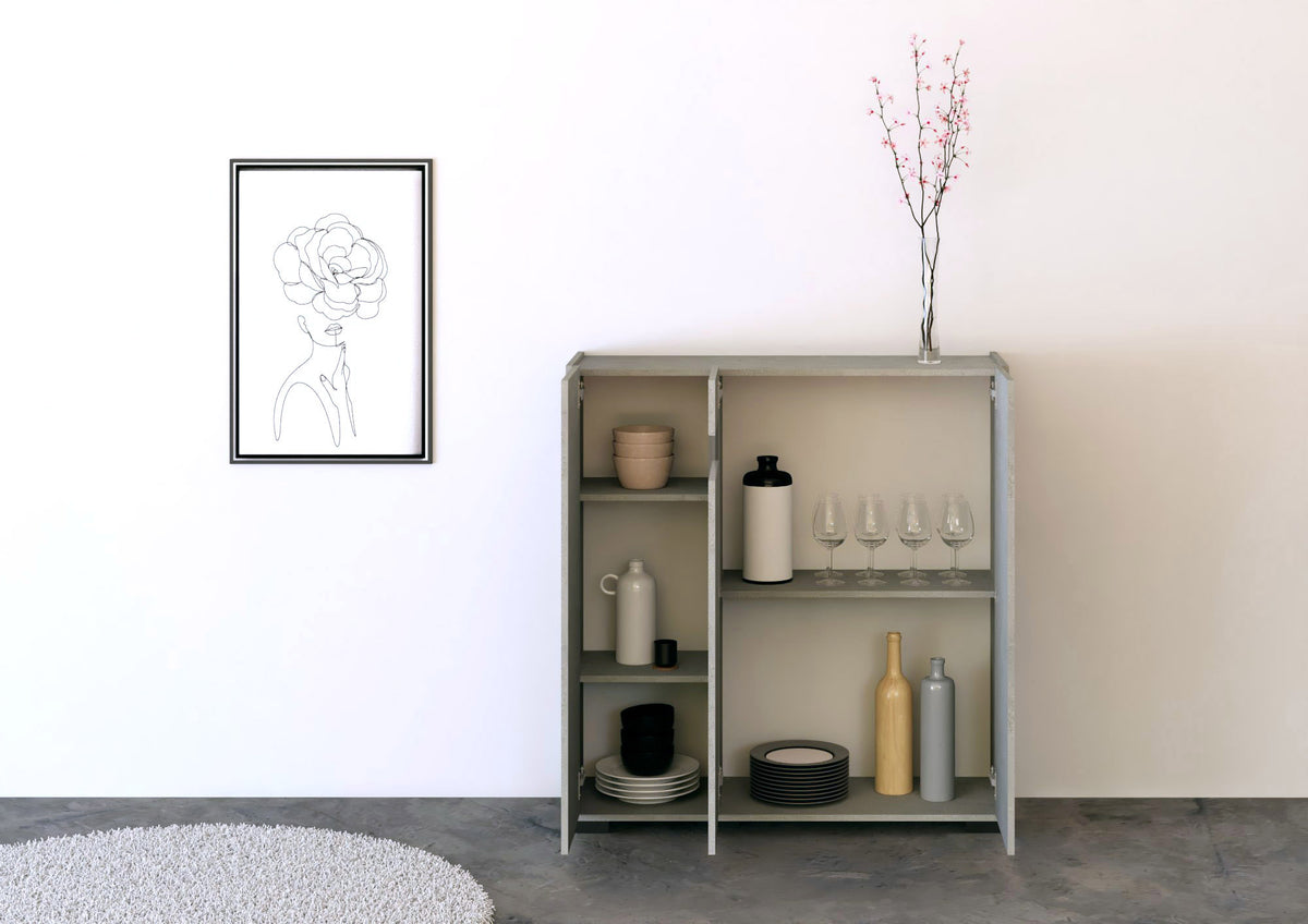 Credenza Alta Riflesso 3 Ante - Cashmere