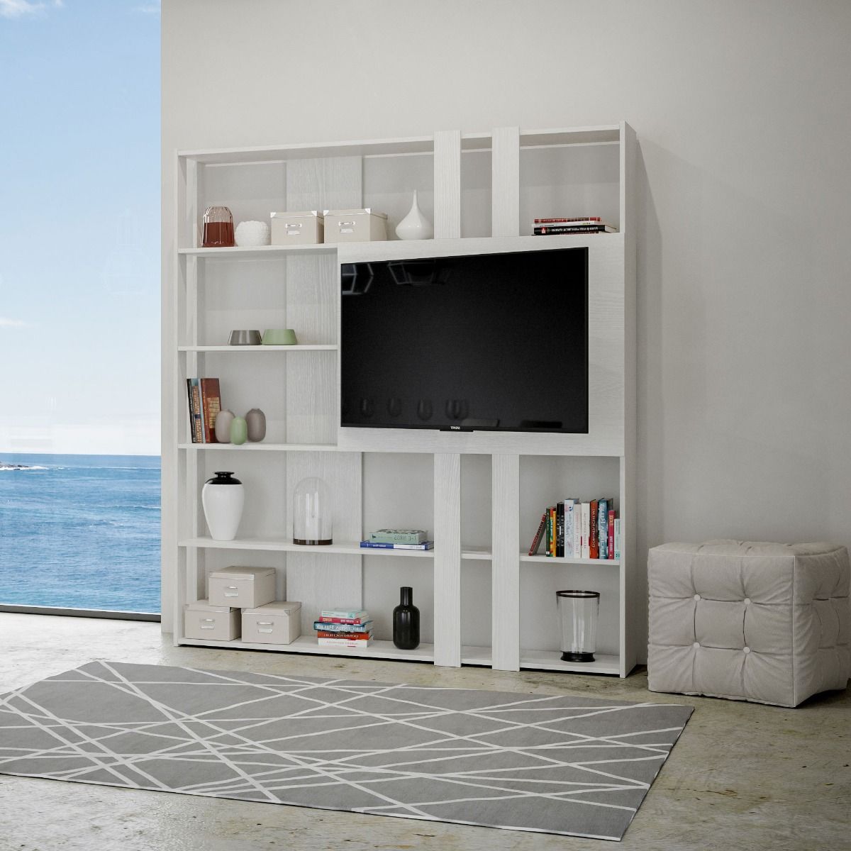 Libreria Porta TV Kato L - Bianco Frassino