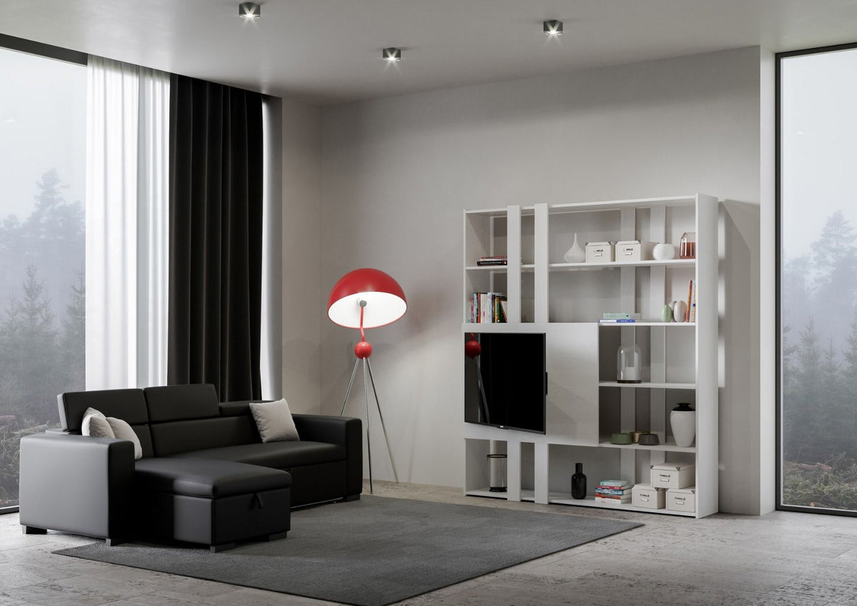 Libreria Porta TV Kato H - Bianco Frassino