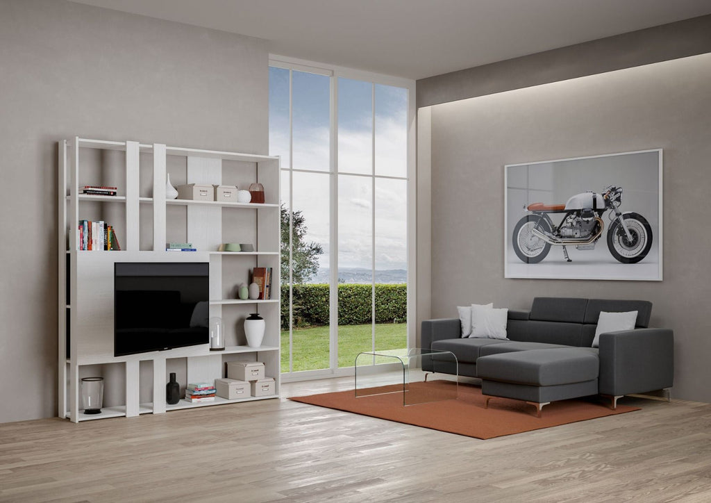 Libreria Porta TV Kato M - Bianco Frassino