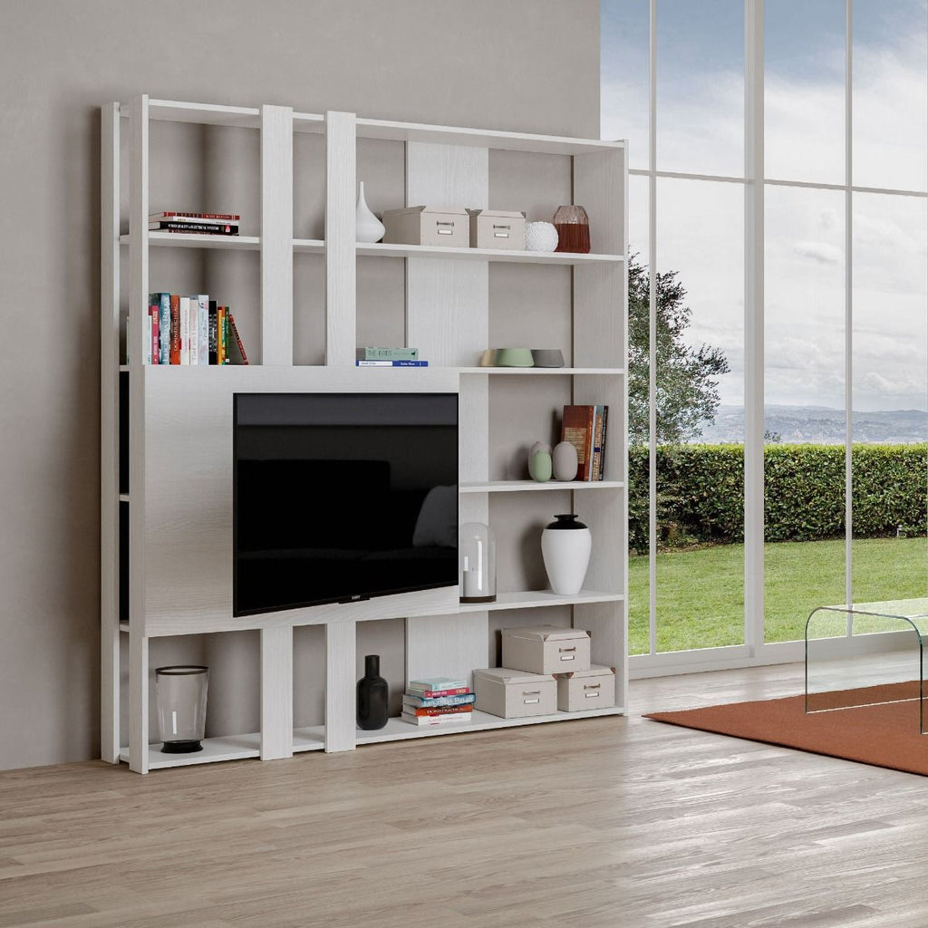 Libreria Porta TV Kato M - Bianco Frassino