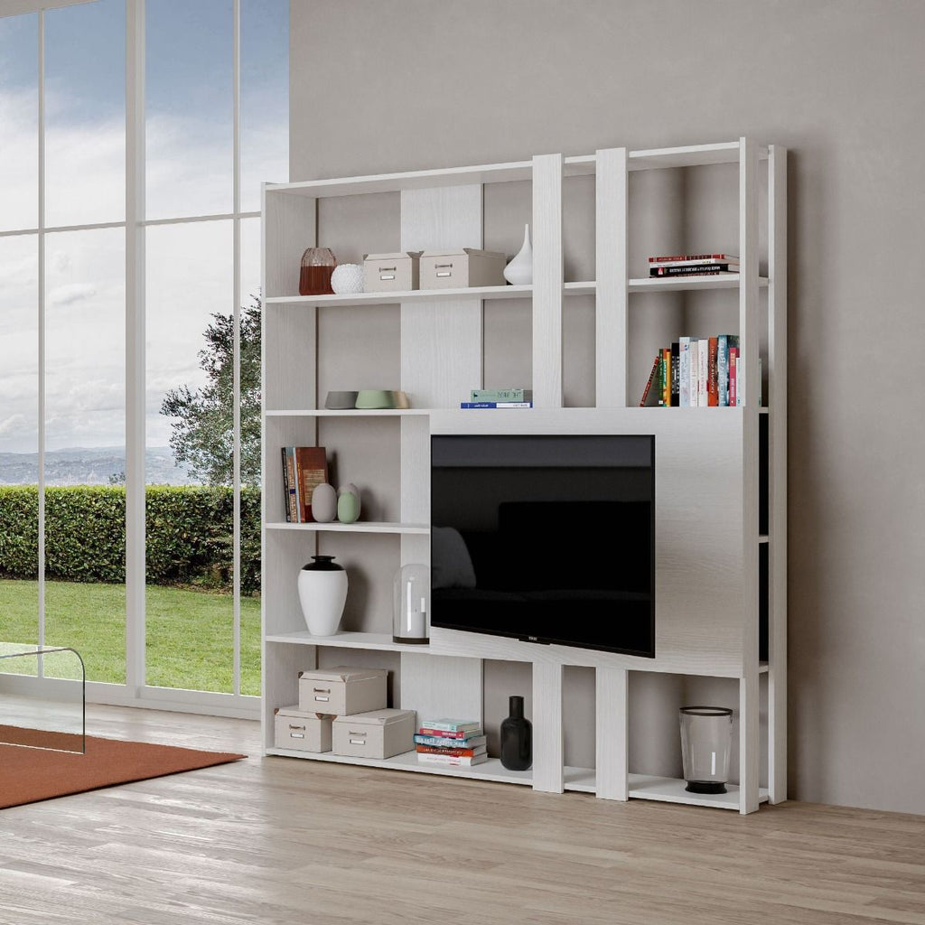 Libreria Porta TV Kato M - Bianco Frassino