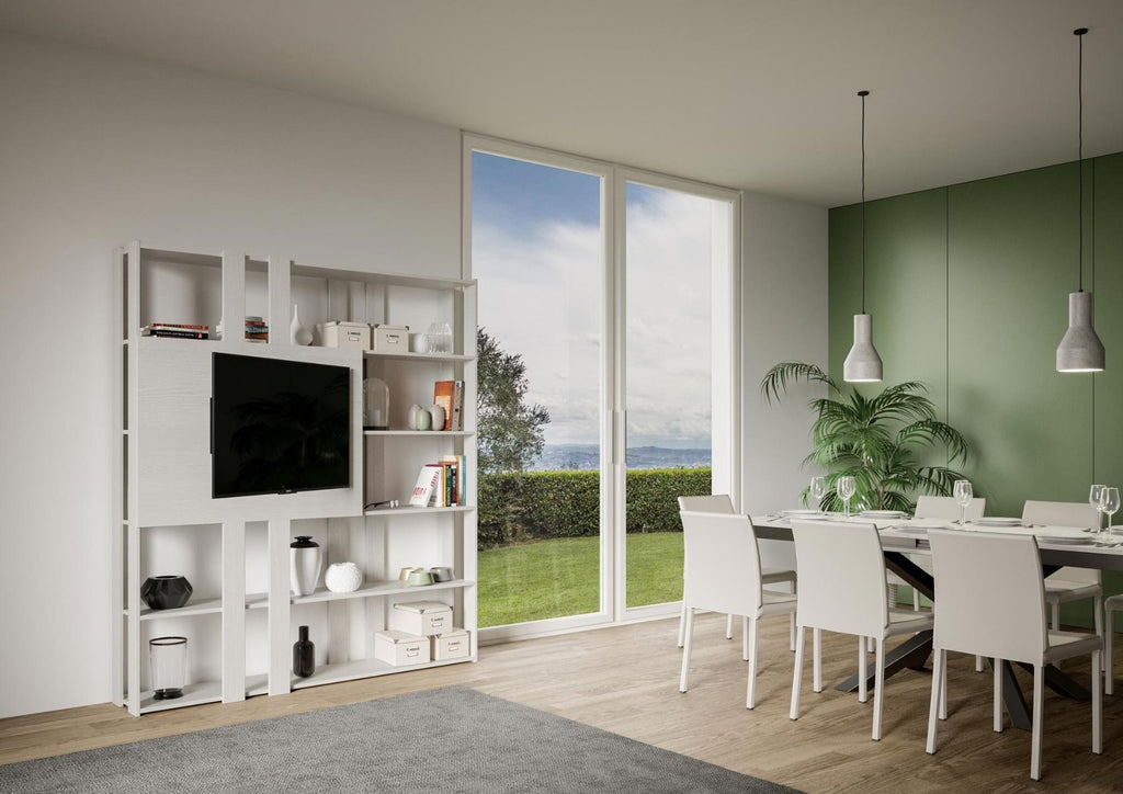 Libreria Porta TV Kato N - Bianco Frassino