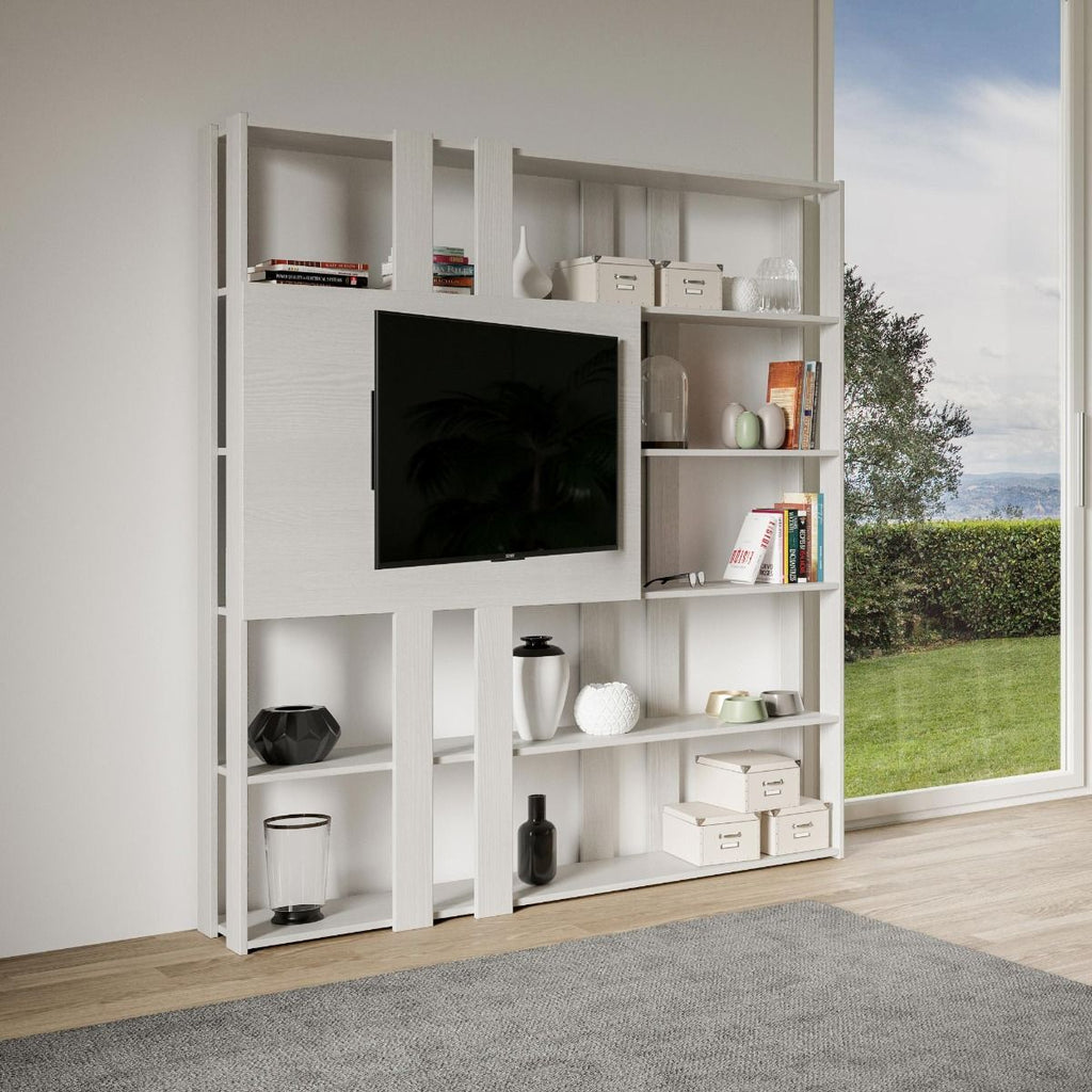 Libreria Porta TV Kato N - Bianco Frassino
