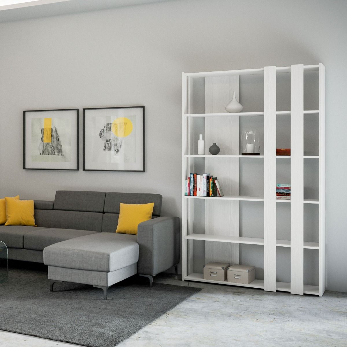 Libreria Kato Small B - Bianco Frassino