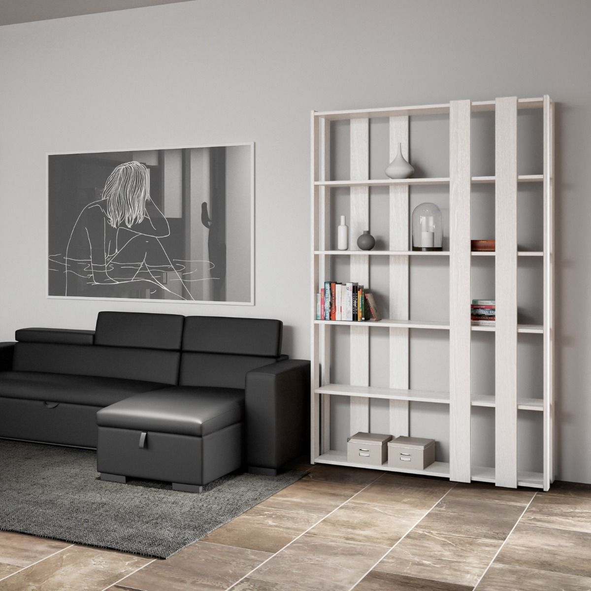 Libreria Kato Small E - Bianco Frassino
