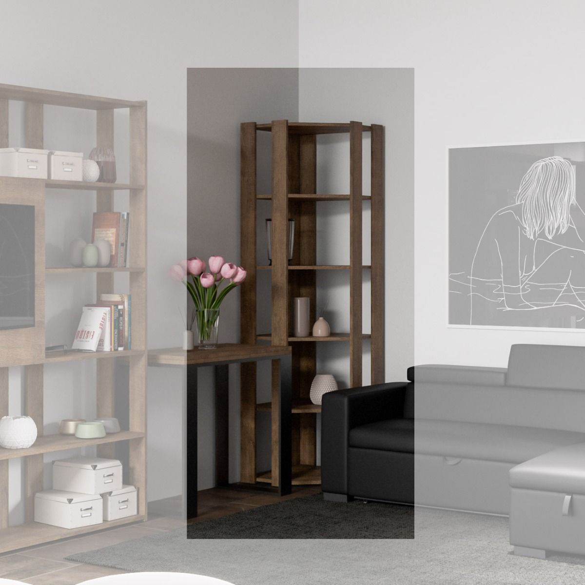 Libreria Kato Angolo B - Noce