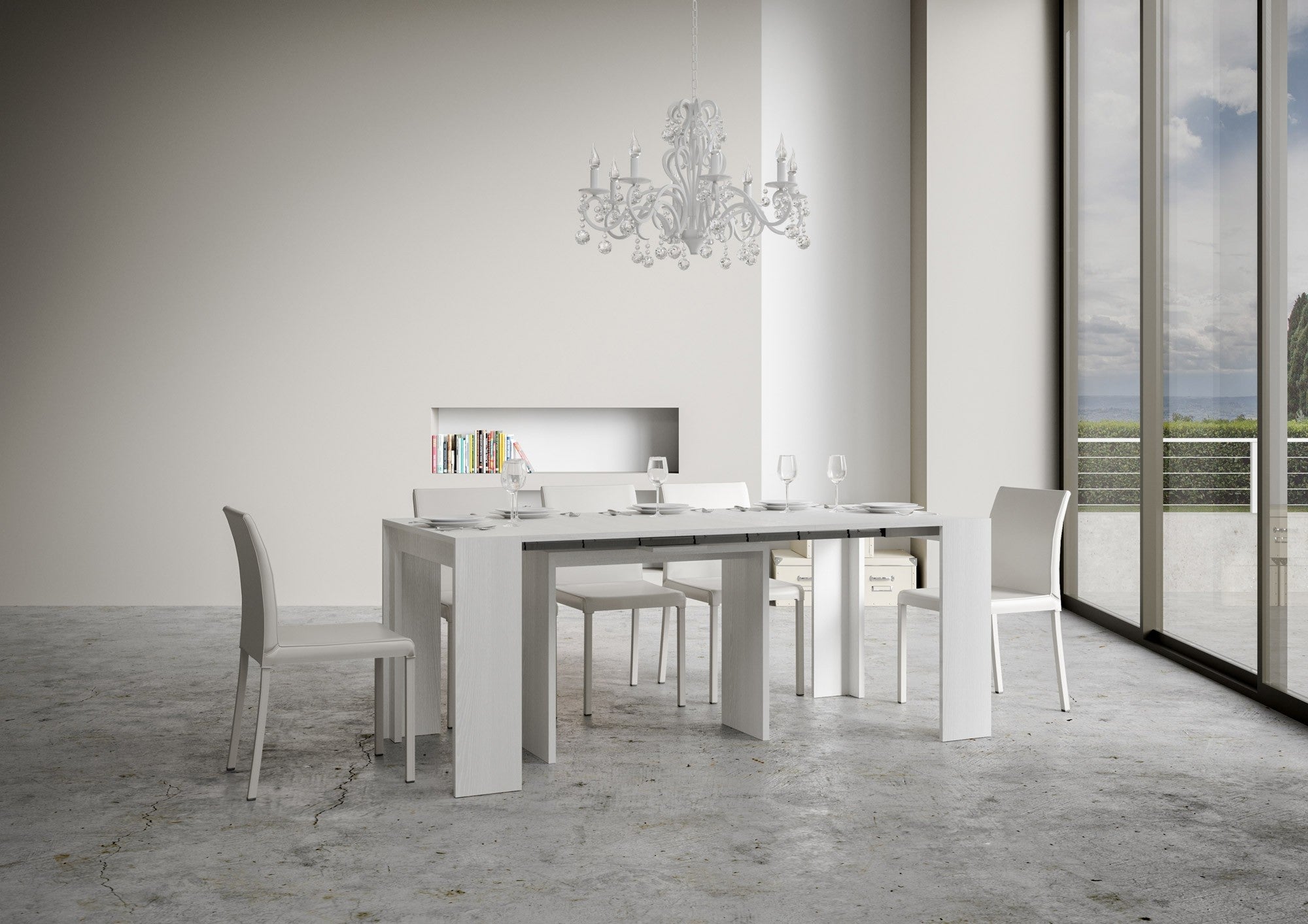 Consolle Allungabile Mia - Bianco Frassino 3 allunghe