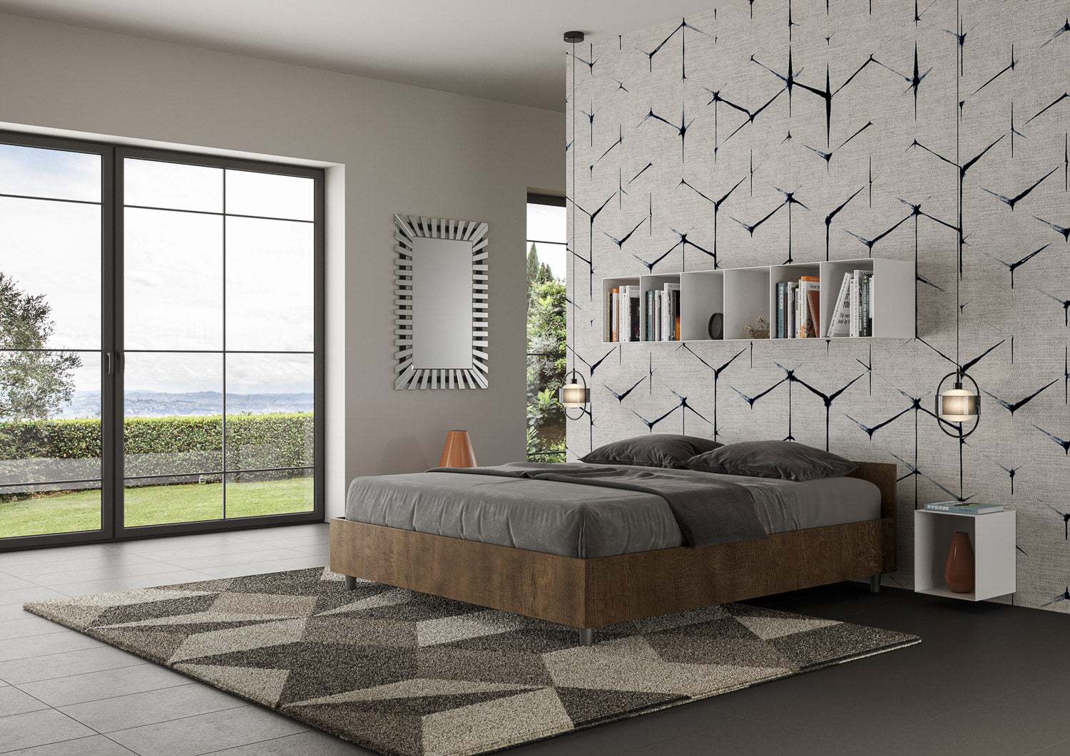 Letto Nuamo Matrimoniale 160 Noce laterale